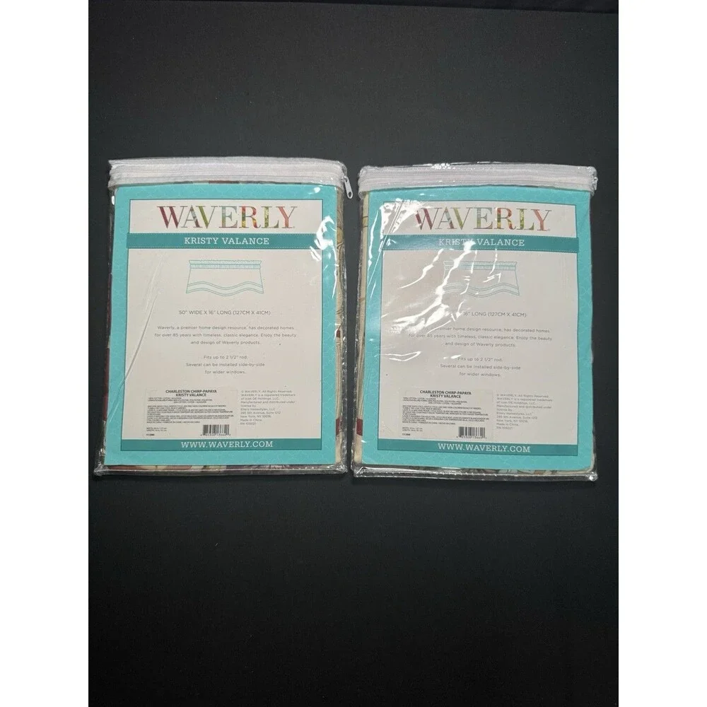 Waverly Charleston Chirp Valance PAPAYA Curtains Floral Bird 50x16 (2 Set)